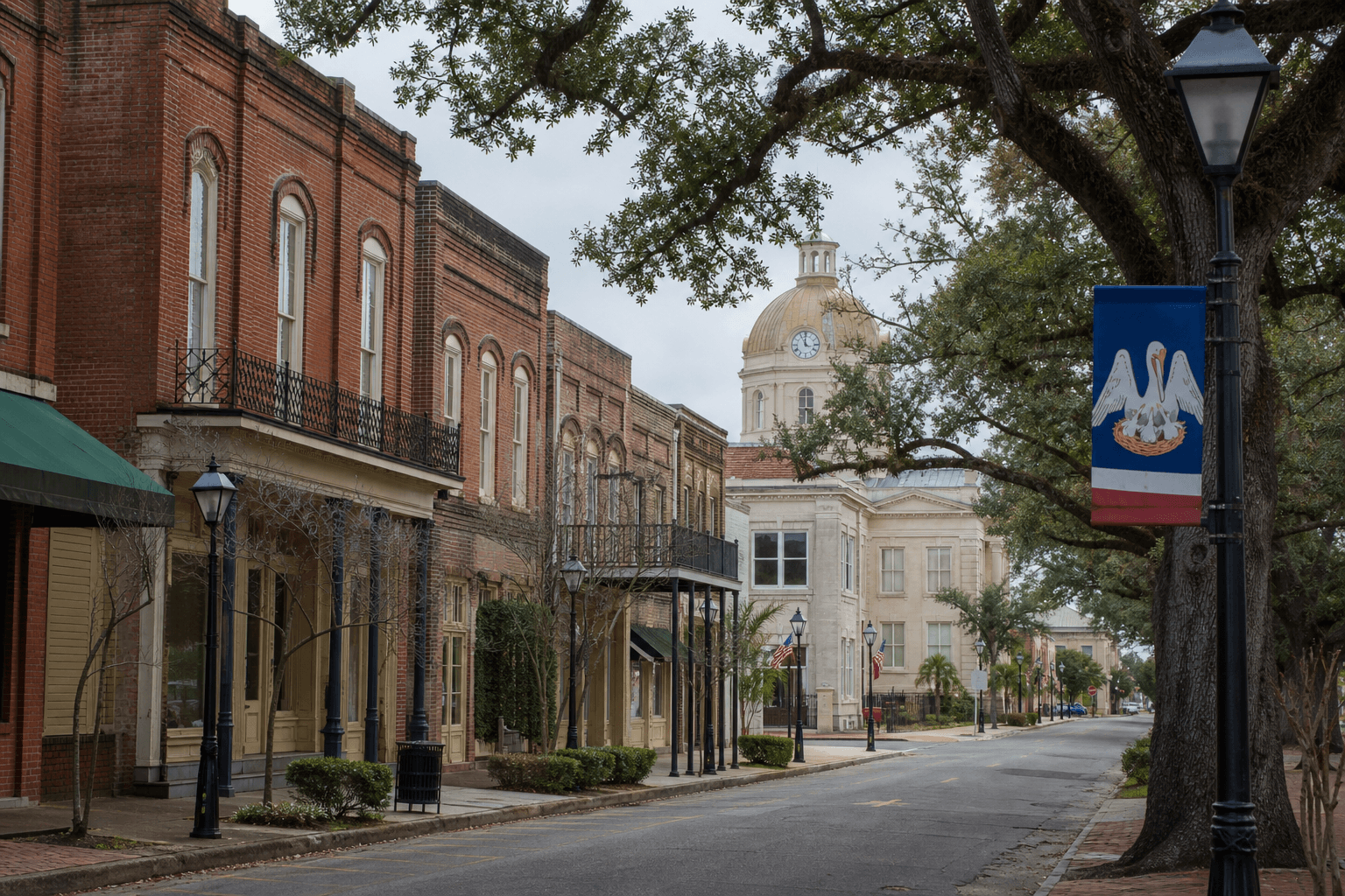 Historic downtown street near the parish courthouse
